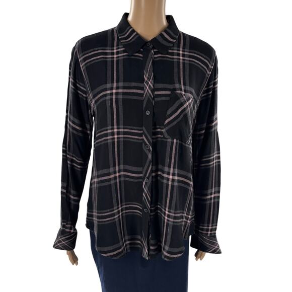 Rails Onyx Slate Blush Hunter Plaid Button Down Top - Picture 3 of 11